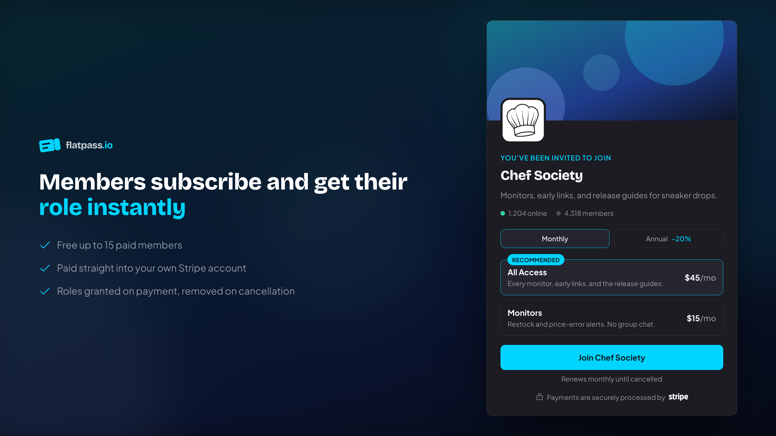 The invite page your members see